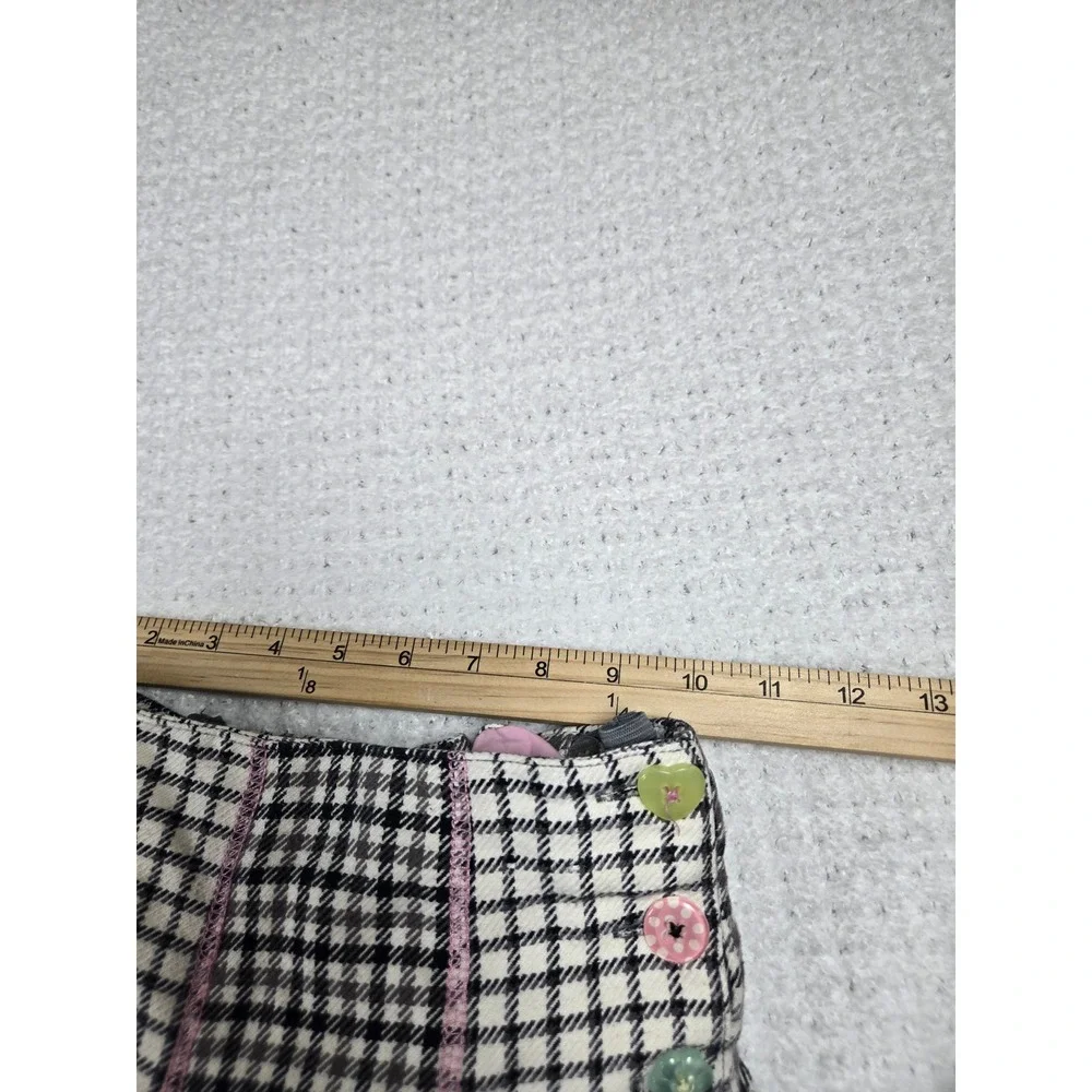 Y2K Girls‎ Plaid Pleated Skort Size 6 Black White Pink Heart Button 2006